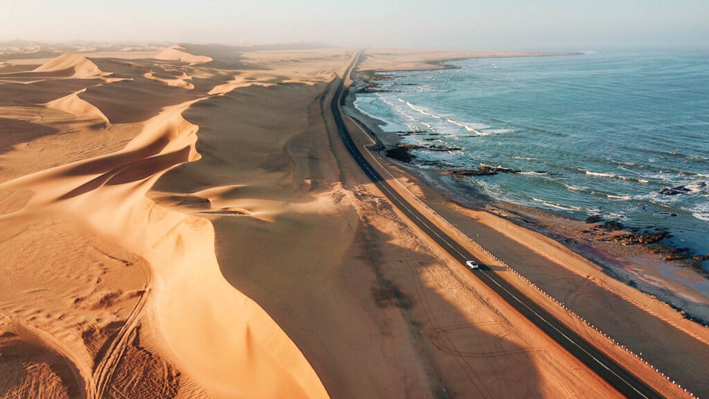Skeleton coast road between Swakopmund and Walvisbay